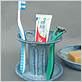 blue and white toothbrush holder