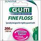 gum fine dental floss mint waxed 183 m