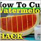 watermelon cutting hack with dental floss